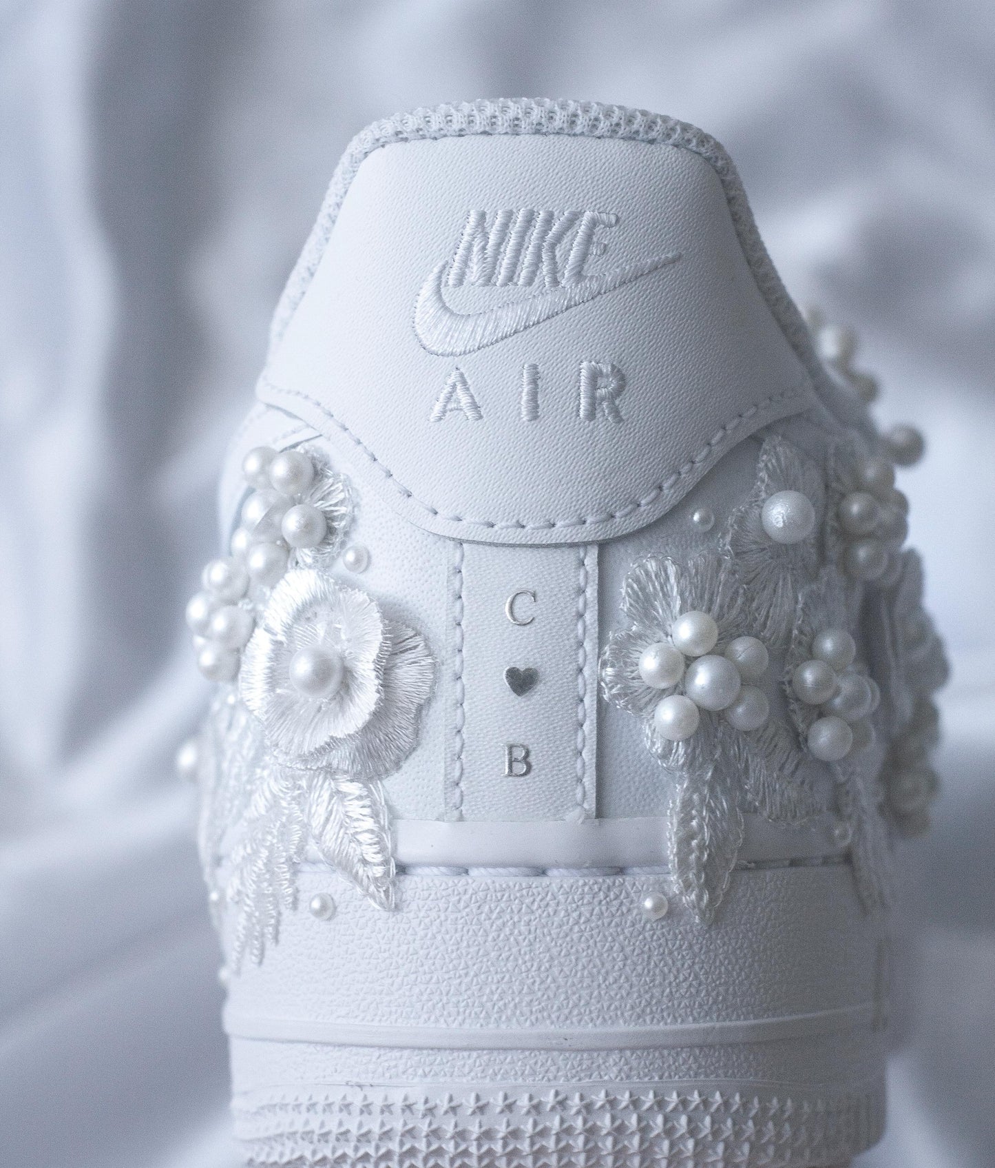Bespoke Bridal Air Force 1 Bright Pearl Embroidered Sneakers