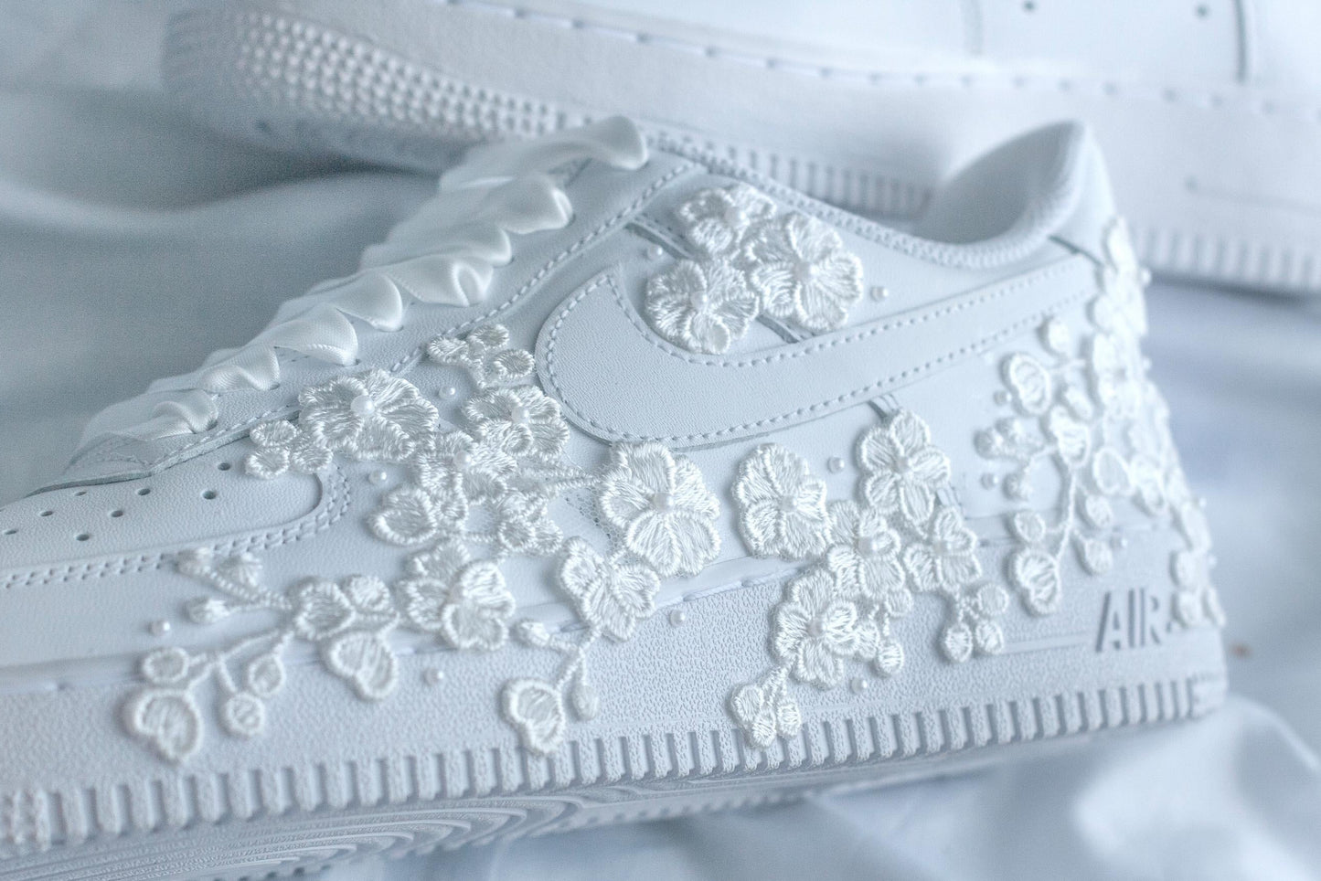 Bespoke Floral Lace Pearl Air Force 1 Sneakers