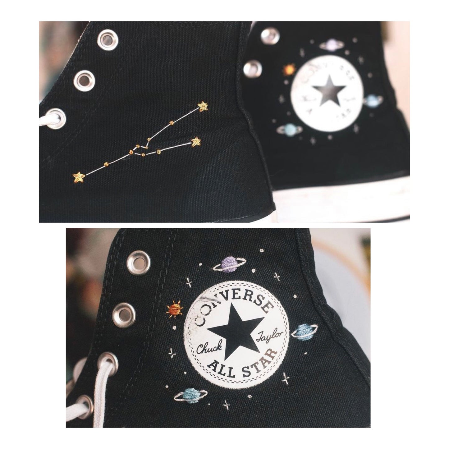Bespoke Zodiac Embroidered High Top Platform Converse