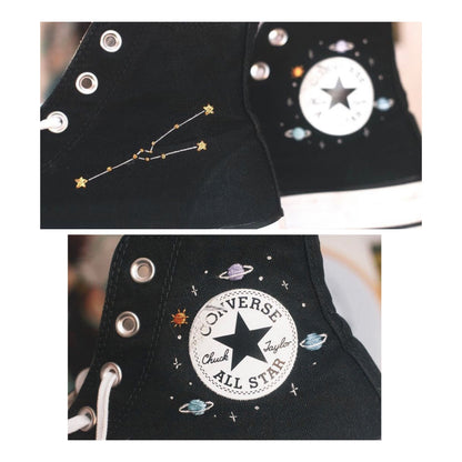 Bespoke Zodiac Embroidered High Top Platform Converse