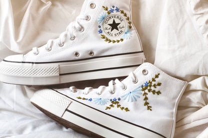 Bespoke 'Something Blue' Embroidered Bridal High-top Converse