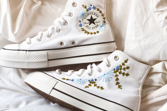 Bespoke 'Something Blue' Embroidered Bridal High-top Converse