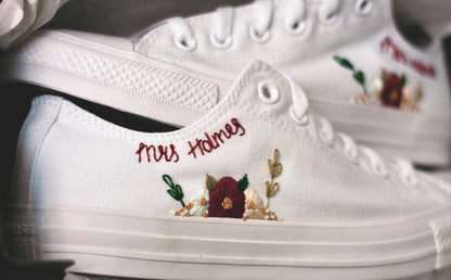 Bespoke Floral Embroidered Low-top Bridal Converse