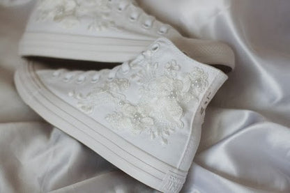 Bespoke Luxury Floral Embroidered Bridal Converse