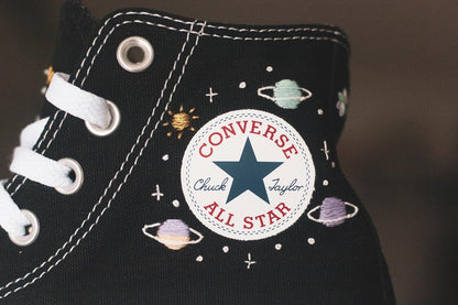 Bespoke Zodiac Embroidered High Top Platform Converse