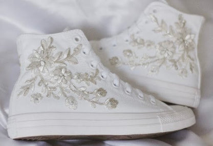 Bespoke Platinum Luxury Embroidered Bridal Converse