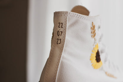 Bespoke Sunflower Hand Embroidered Platform High Top Converse