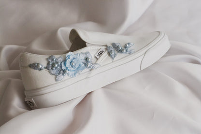 Bespoke Something Blue Applique Slip on Vans