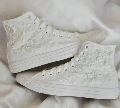 Bespoke Luxury Floral Embroidered Bridal Converse