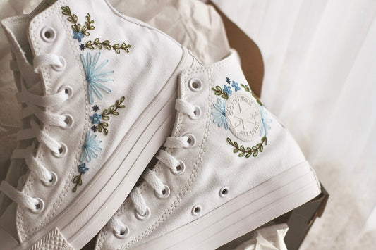 Bespoke 'Something Blue' High-top Embroidered Converse