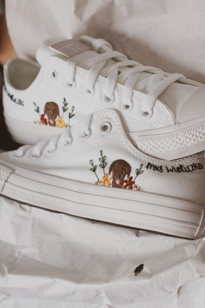 Bespoke Embroidered Pet Bridal Low-top Converse
