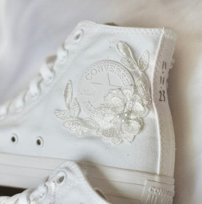 Bespoke Luxury Floral Embroidered Bridal Converse